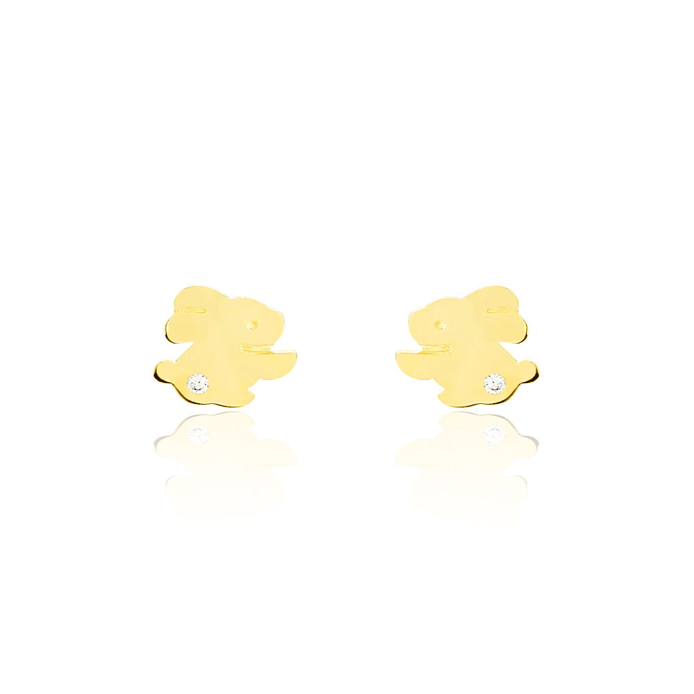 Boucles D'oreilles Puces Elioussa Lapin Or Jaune Oxyde De Zirconium - Puces Femme | Marc Orian