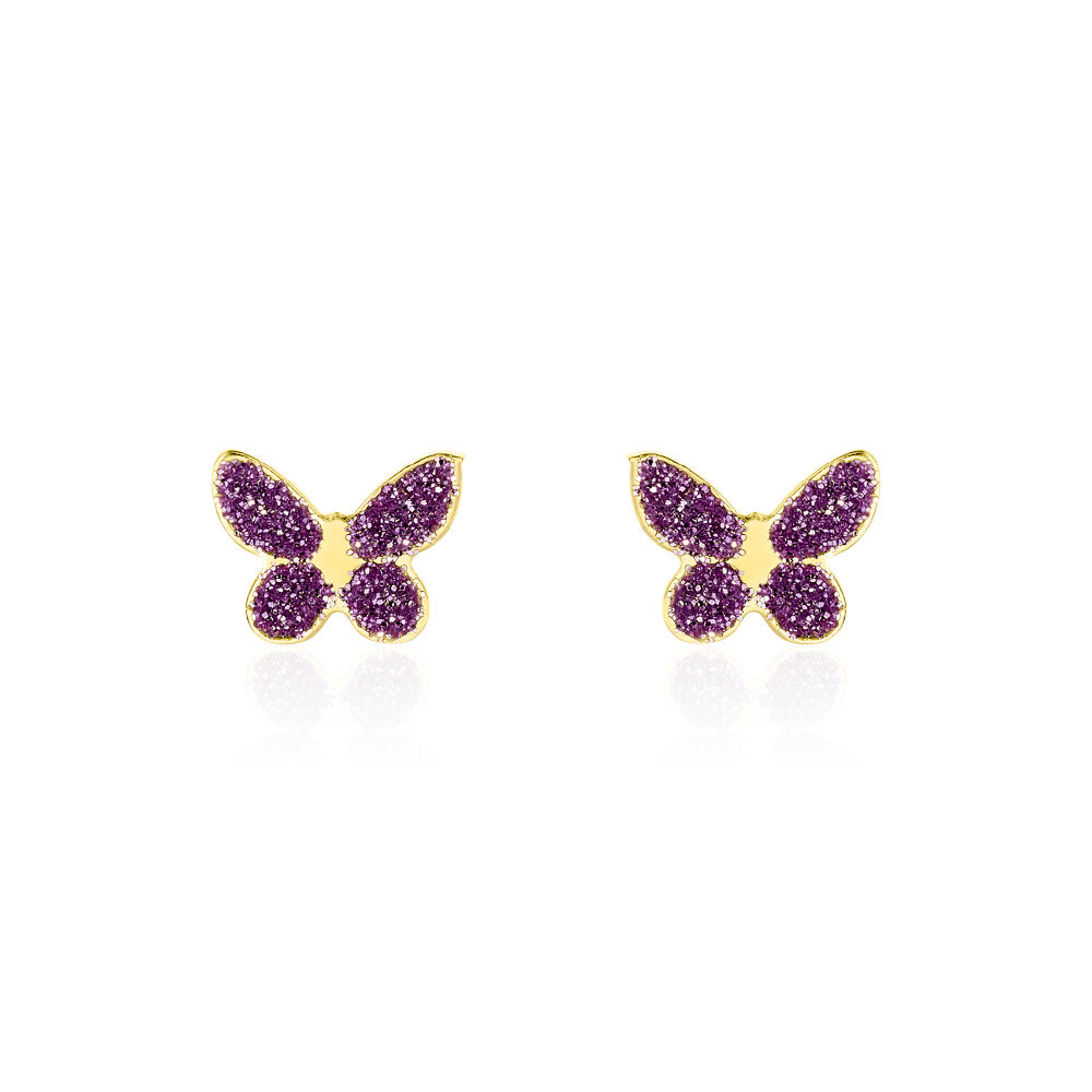 Boucles D'oreilles Puces Silia Papillon Or Jaune - Puces Enfant | Marc Orian