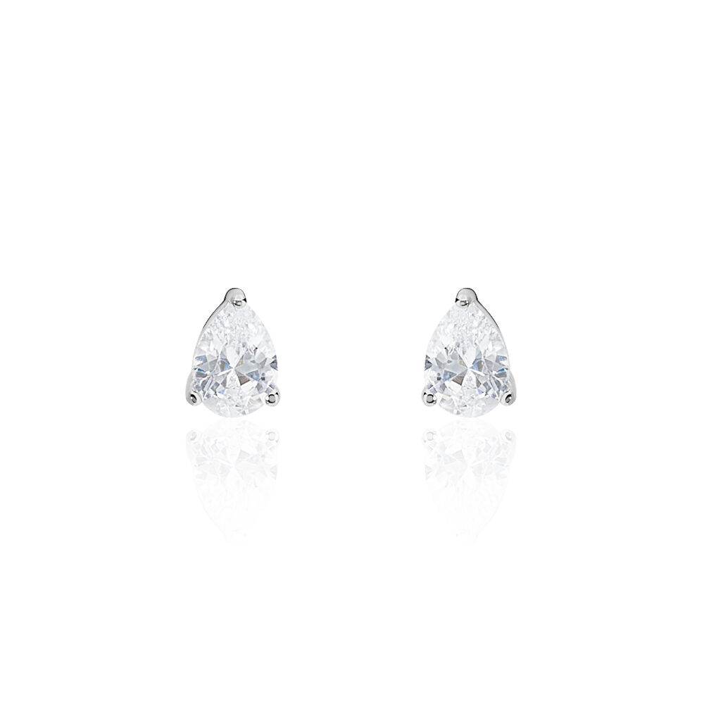Boucles D'oreilles Puces Clarysse Argent Blanc Oxyde De Zirconium - Puces Femme | Marc Orian