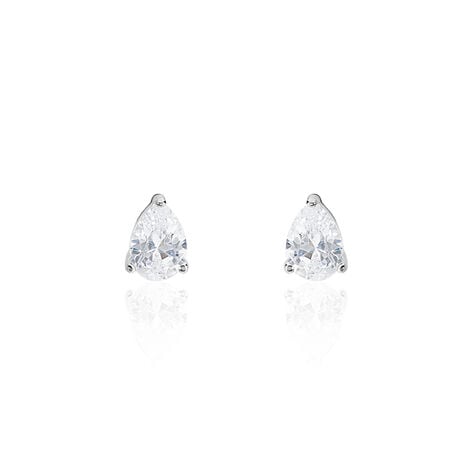 Boucles D'oreilles Puces Clarysse Argent Blanc Oxyde De Zirconium - Puces Femme | Marc Orian