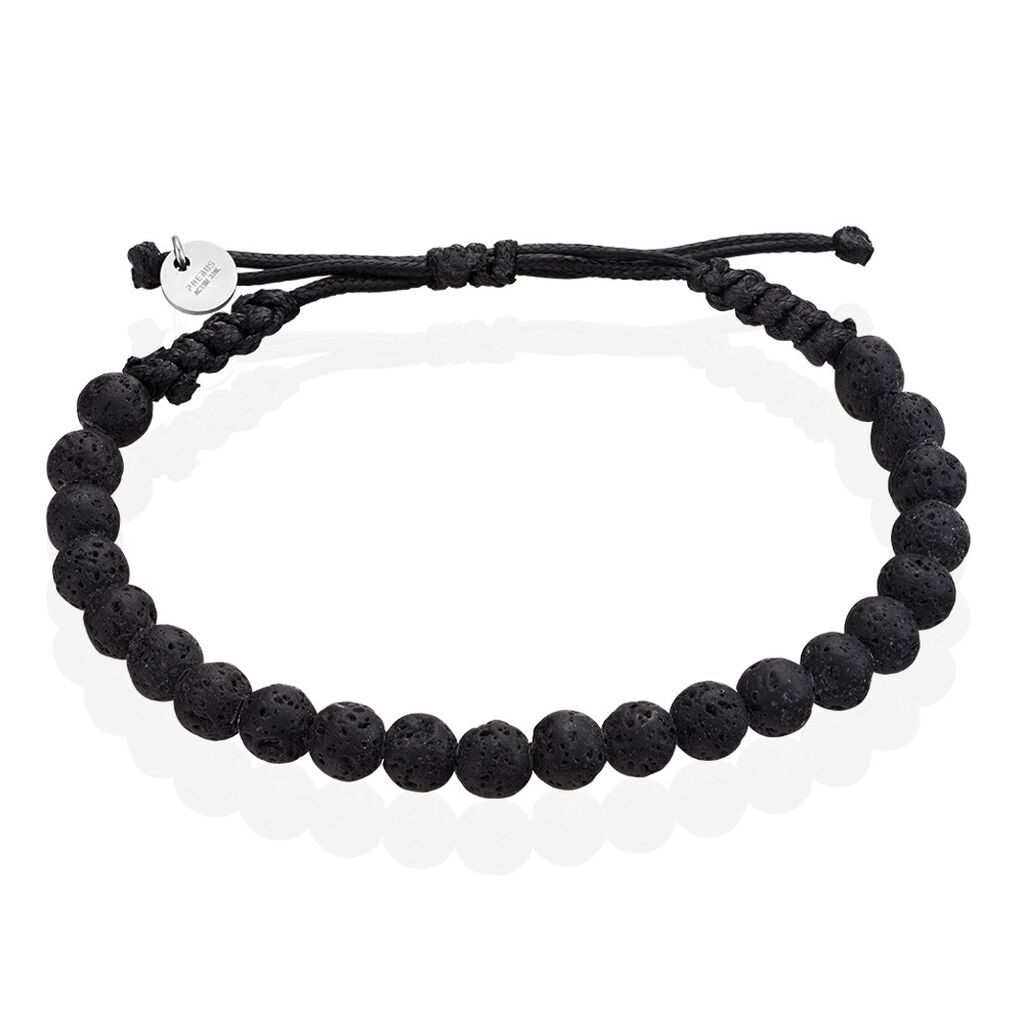 Bracelet Phebus Him Cordon Noir Pierre De Lave - Bracelets cordons Homme | Marc Orian