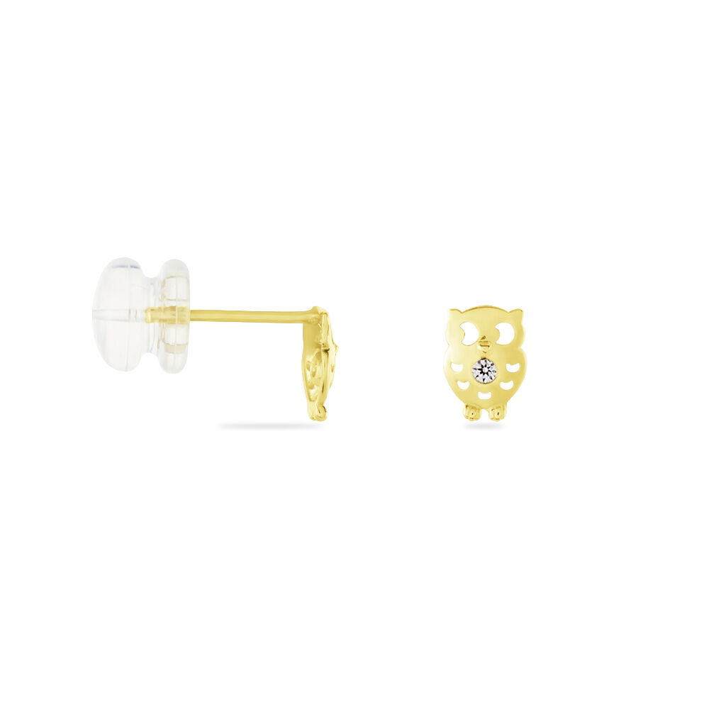 Boucles D'oreilles Puces Helois Hibou Or Jaune Oxyde De Zirconium - Puces Femme | Marc Orian