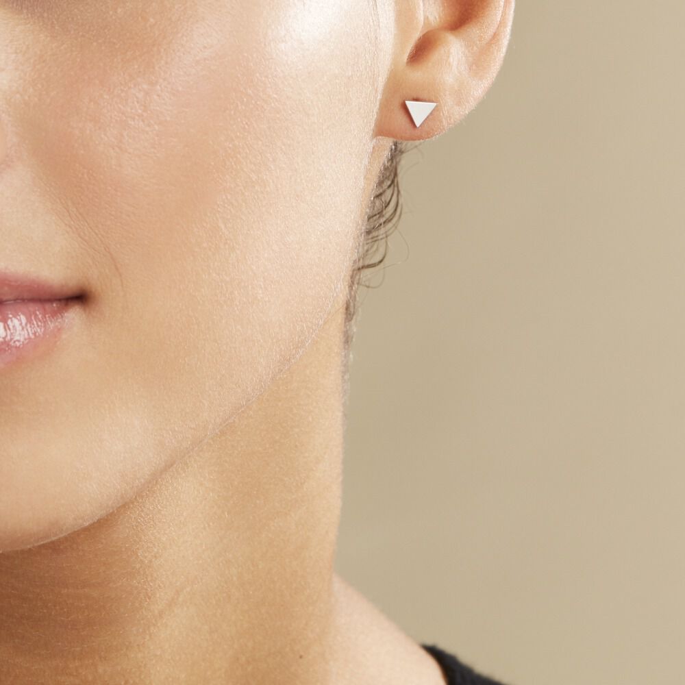 Boucles D'oreilles Puces Trilia Argent Blanc - Puces Femme | Marc Orian