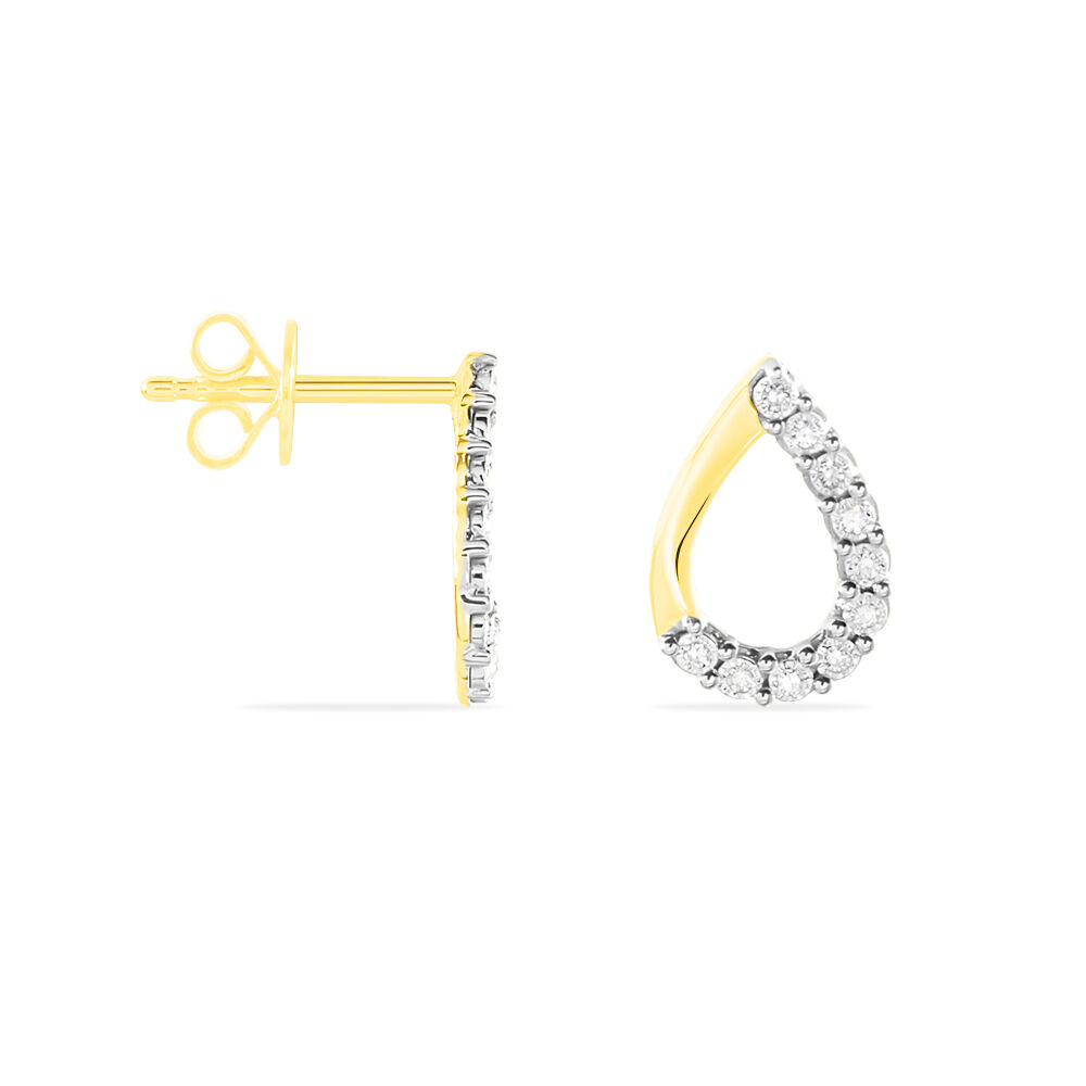 Boucles D'oreilles Puces Chrystalise Or Jaune Diamant -  Femme | Marc Orian