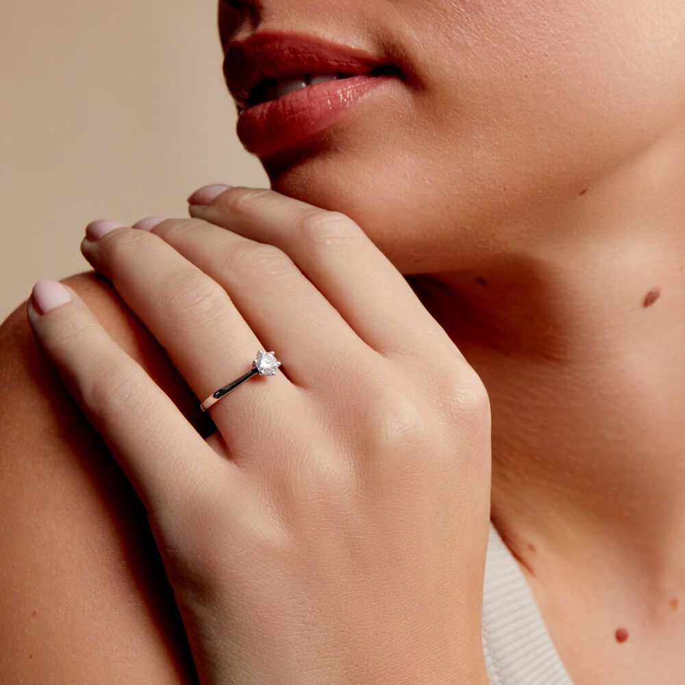 Bague Solitaire Athena Or Blanc Diamant - Solitaires Femme | Marc Orian