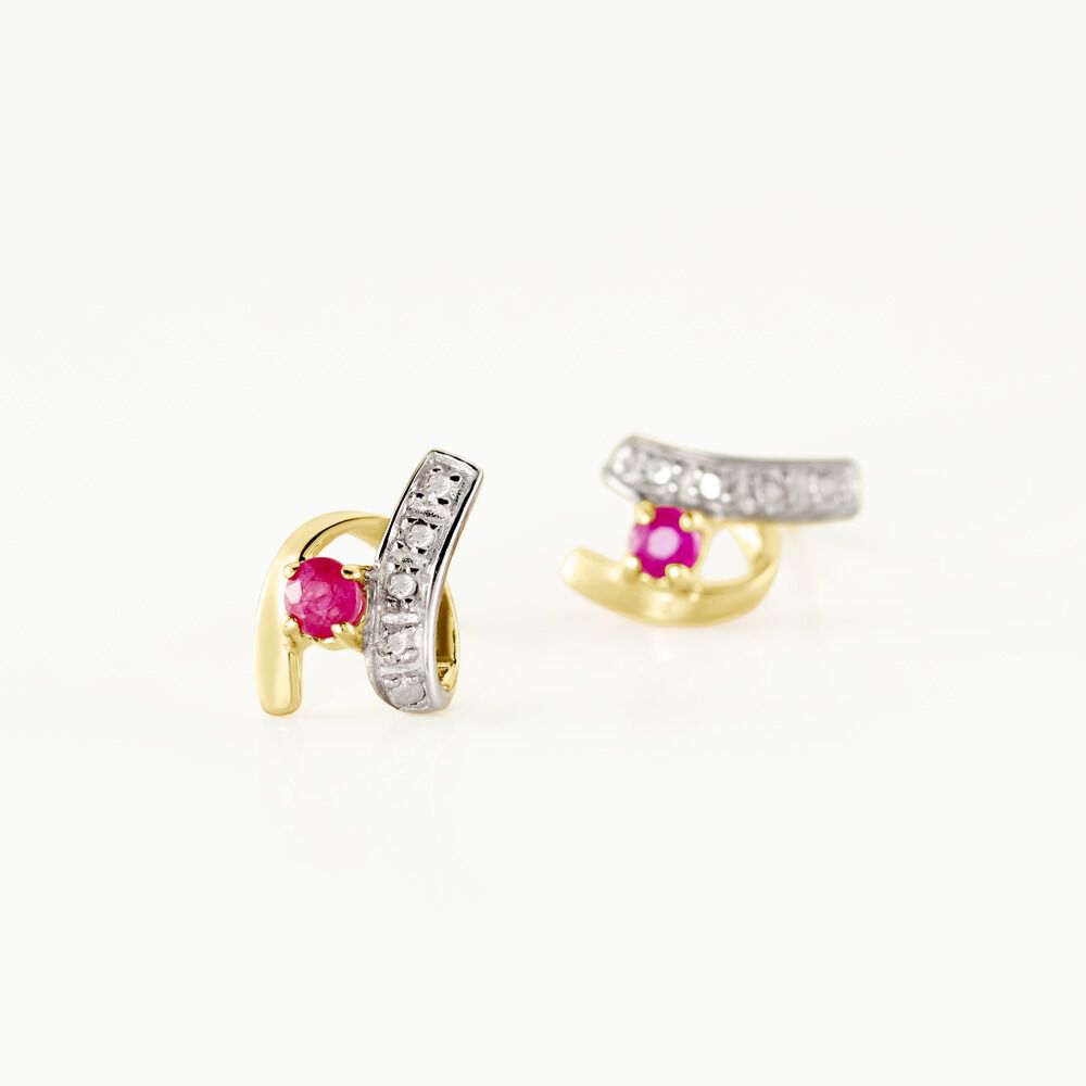 Boucles D'oreilles Puces Kirsten Or Jaune Rubis Et Diamant - Puces Femme | Marc Orian