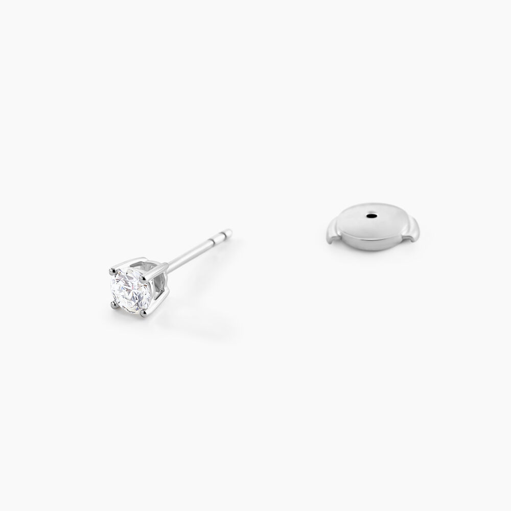 Boucles D'oreilles Puces Aphrodite Or Blanc Diamant - Puces Famille | Marc Orian