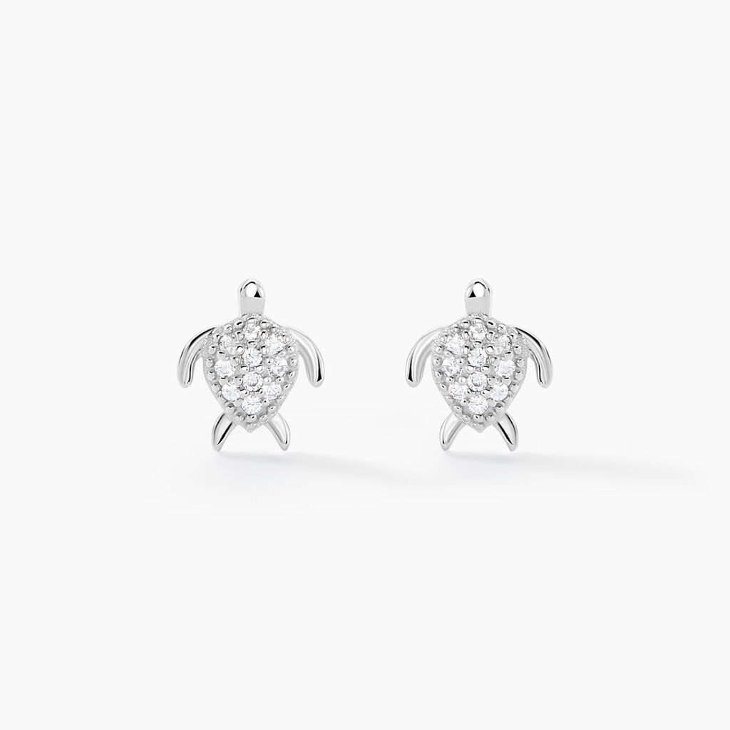 Boucles D'oreilles Puces Desert Argent Blanc Oxyde De Zirconium - Puces Femme | Marc Orian