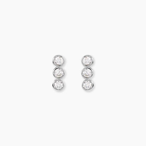 Boucles D'oreilles Puces Cyleneae Argent Blanc Oxyde De Zirconium - Puces Femme | Marc Orian