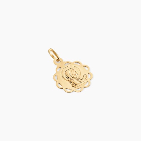 Pendentif Vierge Rond Dentelle Or Jaune - Médailles et médaillons Famille | Marc Orian