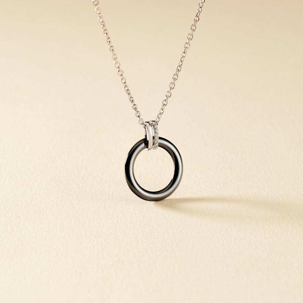 Collier Bertillianne Argent Blanc C&eacute;ramique Et Oxyde De Zirconium - Colliers avec pierres Femme | Marc Orian