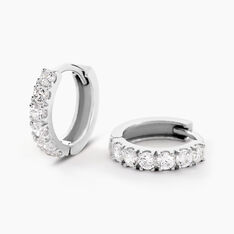 Créoles Andgelina Rondes Or Blanc Oxyde De Zirconium - Boucles d'oreilles Créoles Femme | Marc Orian