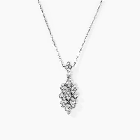 Collier Petales Argent Blanc Oxyde De Zirconium - Colliers avec pierres Femme | Marc Orian
