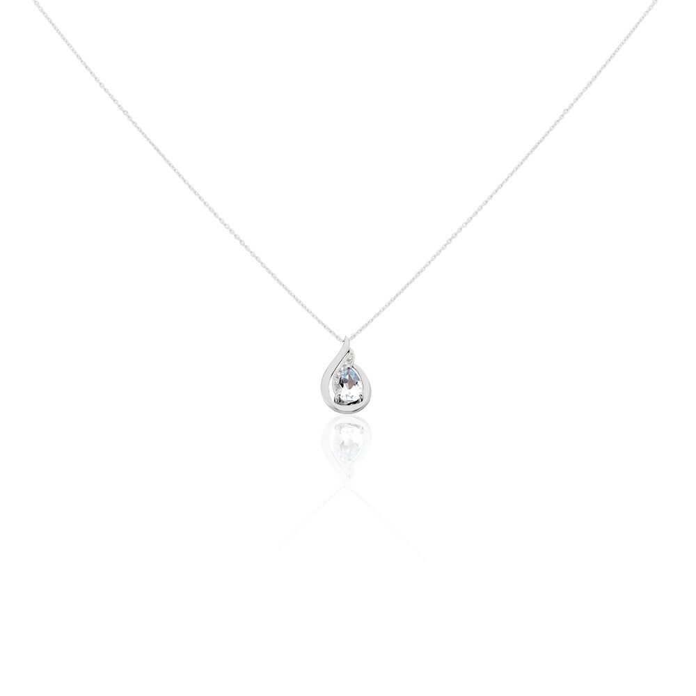 Collier Daen Or Blanc Topaze Oxyde - Colliers avec pierres Femme | Marc Orian