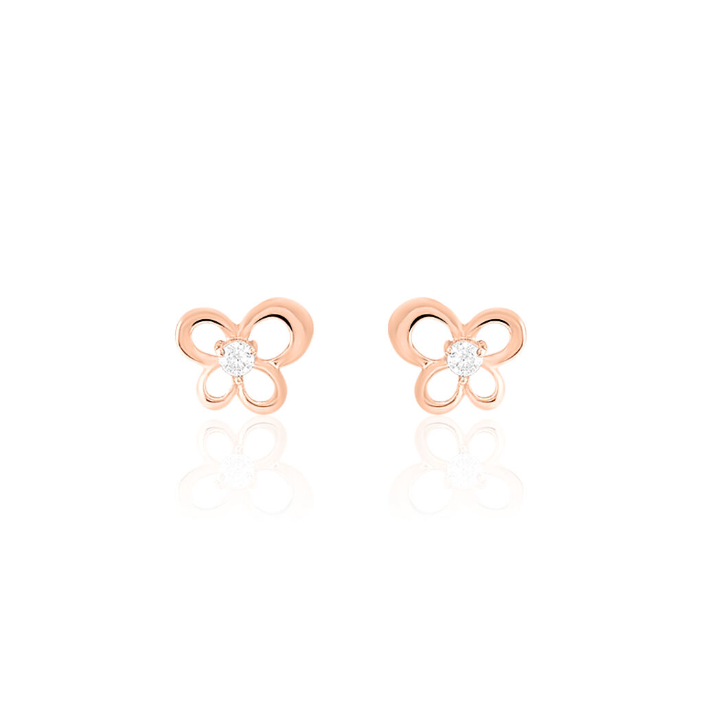 Boucles D'oreilles Puces Eleanor Fleur Or Rose Oxyde De Zirconium - Puces Femme | Marc Orian