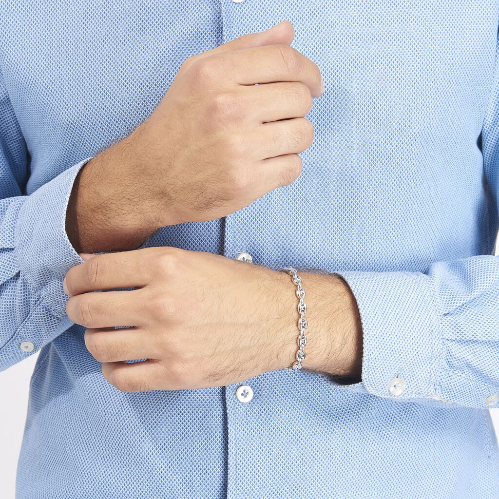 Bracelet Carrus Grain De Cafe Argent Blanc - Bracelets fantaisie Homme | Marc Orian