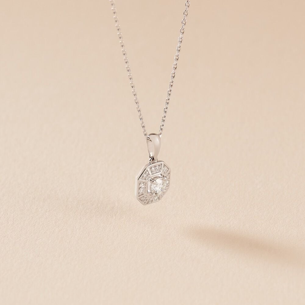 Collier Transmission Or Blanc Diamant - Colliers avec pierres Femme | Marc Orian