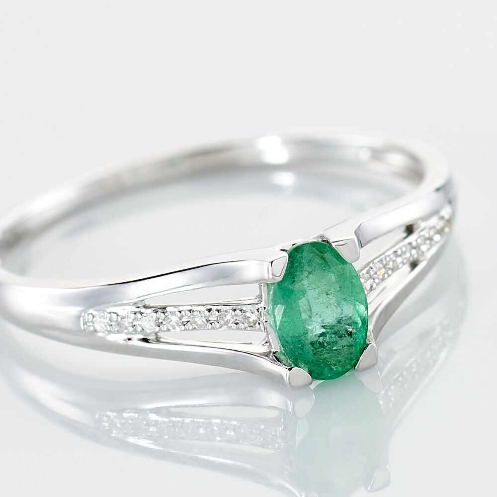 Bague Denise Or Blanc Emeraude Et Diamant - Bagues vintage Femme | Marc Orian