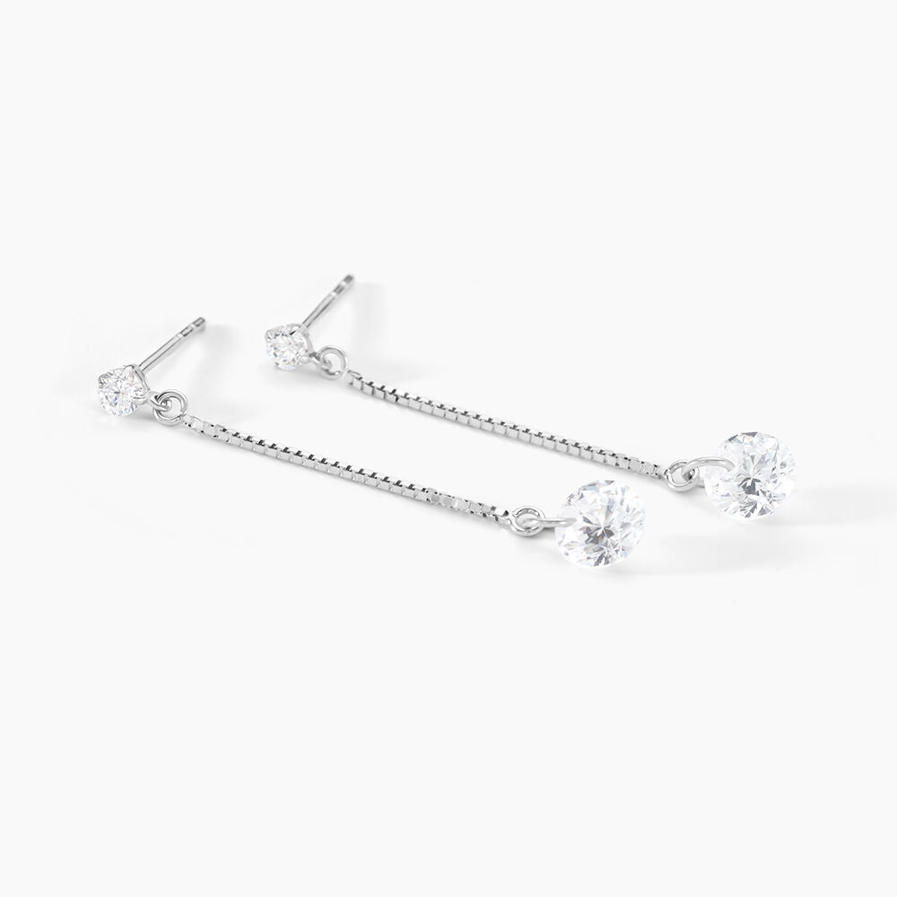 Boucles D'oreilles Pendantes Regane Or Blanc Oxyde De Zirconium - Pendantes Femme | Marc Orian