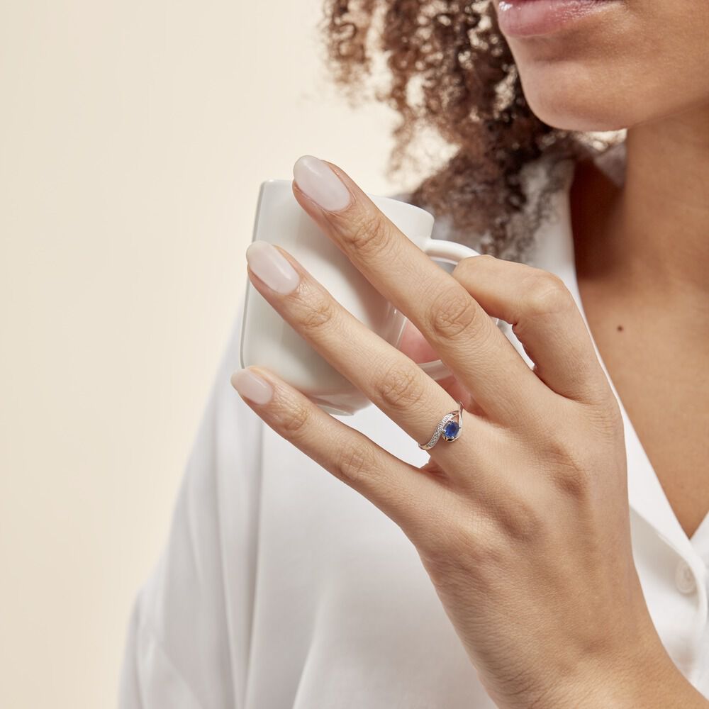 Bague Sagesse Or Blanc Saphir Et Diamant - Solitaires Femme | Marc Orian