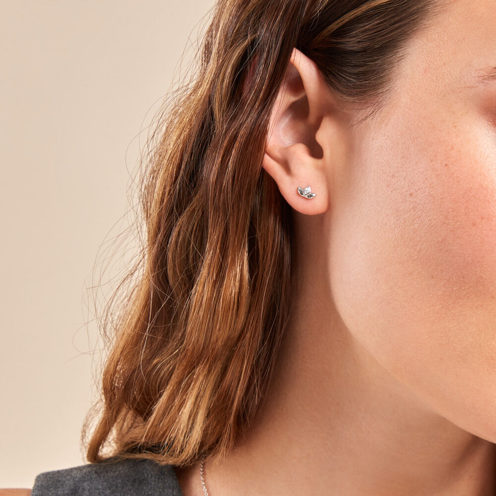 Boucles D'oreilles Puces Malva Argent Blanc Oxyde De Zirconium - Puces Femme | Marc Orian