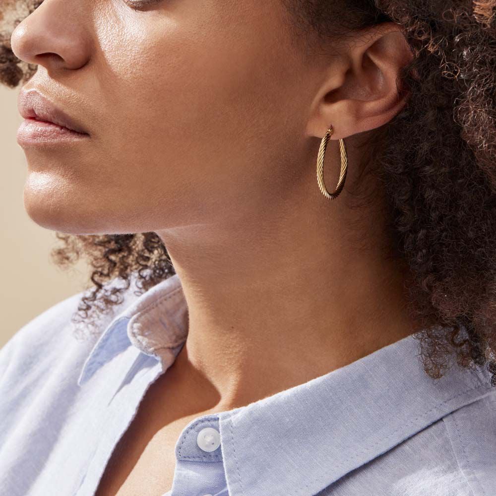 Créoles Acier Doré Pascau - Créoles Femme | Marc Orian