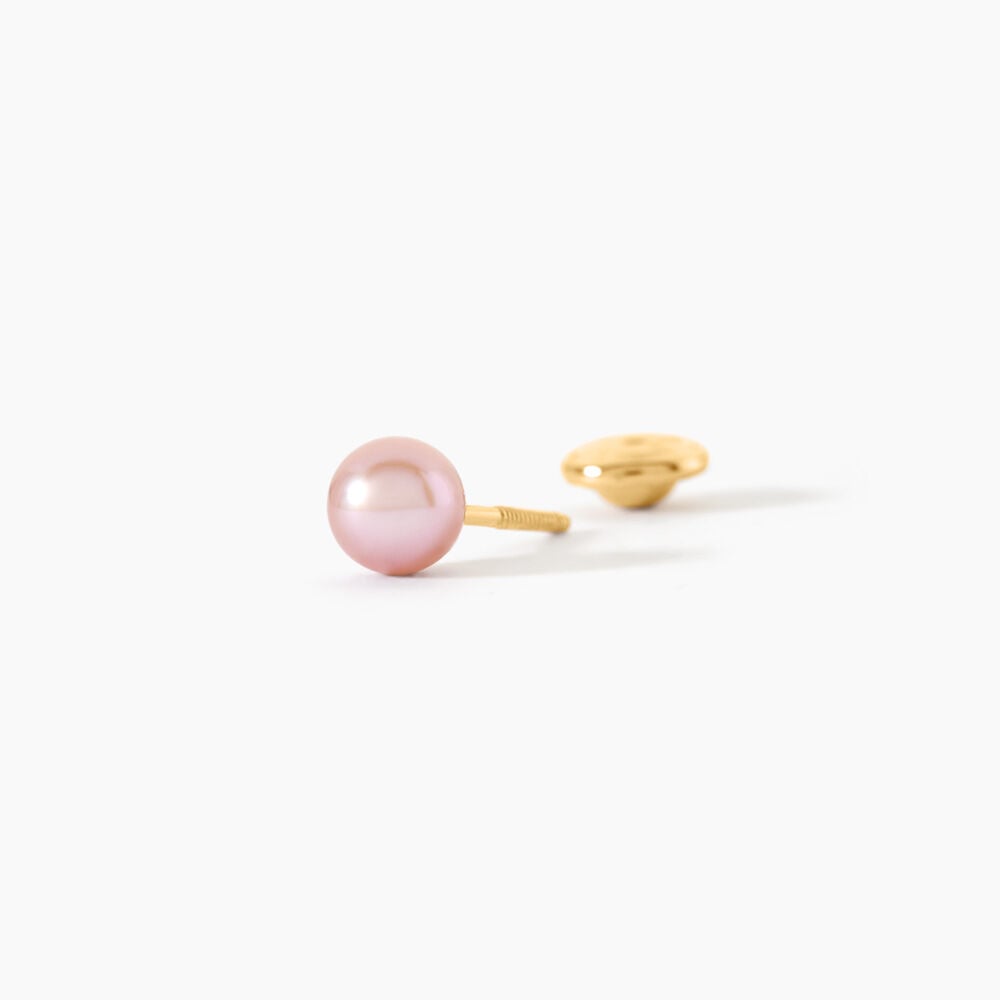 Boucles D'Oreilles Puces Bianca Or Jaune Perle De Culture - Puces Enfant | Marc Orian