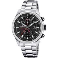 cadran argenté fond noir bracelet acier argenté