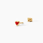 Boucles D'Oreilles Puces Coralie Coeur Argent Dor&eacute; A L'Or 750/1000 - Puces Enfant | Marc Orian