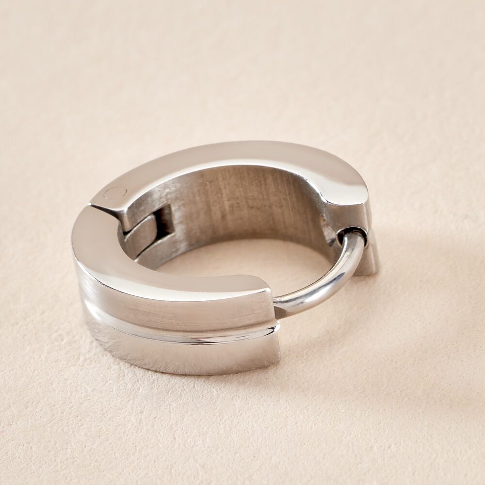 Créole Unitaire Odo Acier Argenté - Piercings d'oreilles Homme | Marc Orian