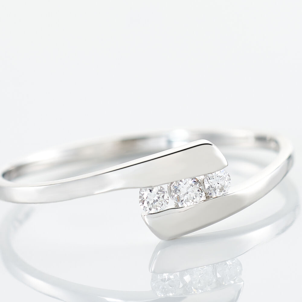 Bague Trilogie Or Blanc Diamant - Bagues fiançailles Femme | Marc Orian