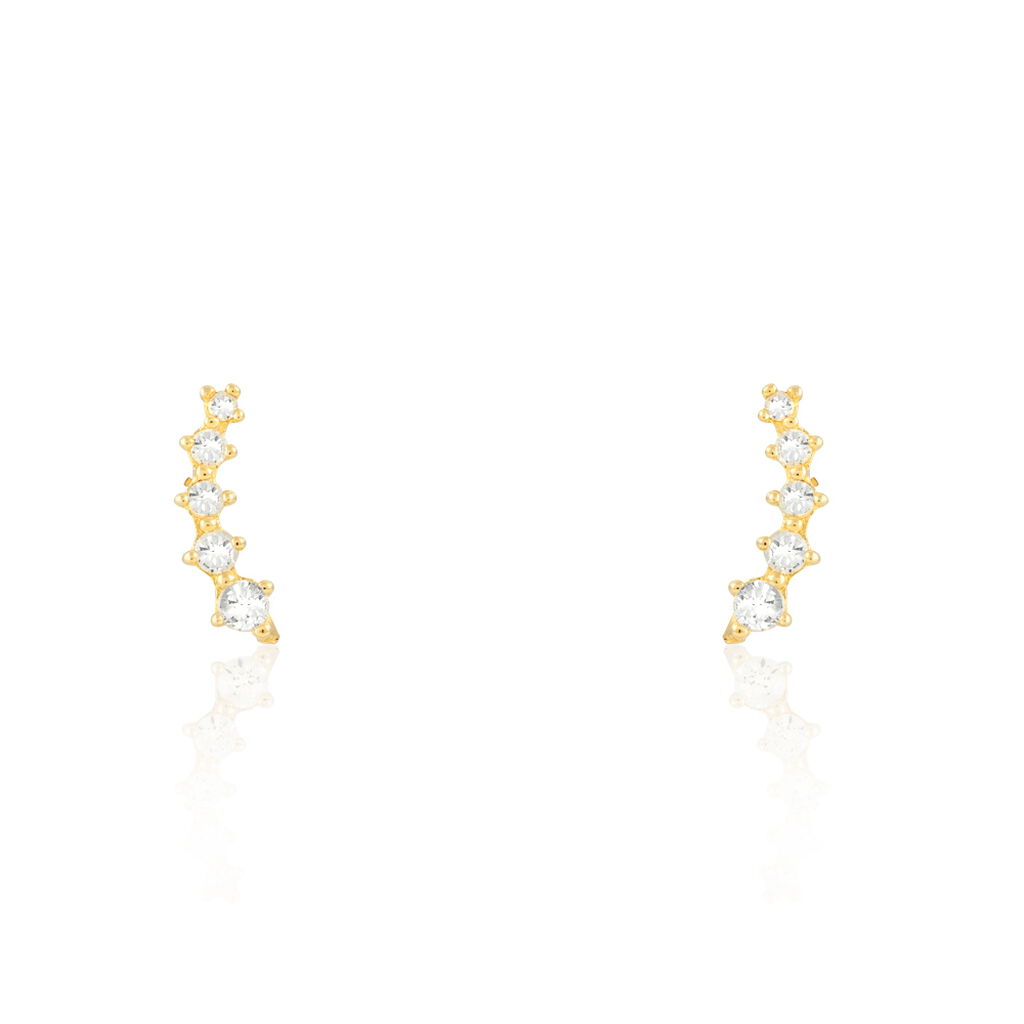 Boucles D'oreilles Puces Youssa Barrettes Or Jaune Oxyde De Zirconium - Puces Femme | Marc Orian