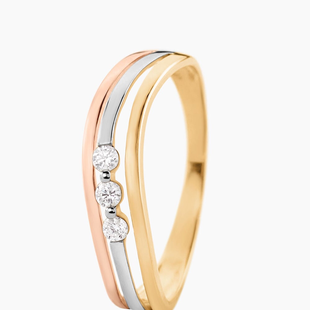 Bague Troyen Or Tricolore Diamant - Bagues fian&ccedil;ailles Femme | Marc Orian