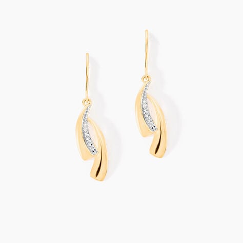 Boucles D'oreilles Pendantes Aube Or Bicolore Diamant - Pendantes Femme | Marc Orian