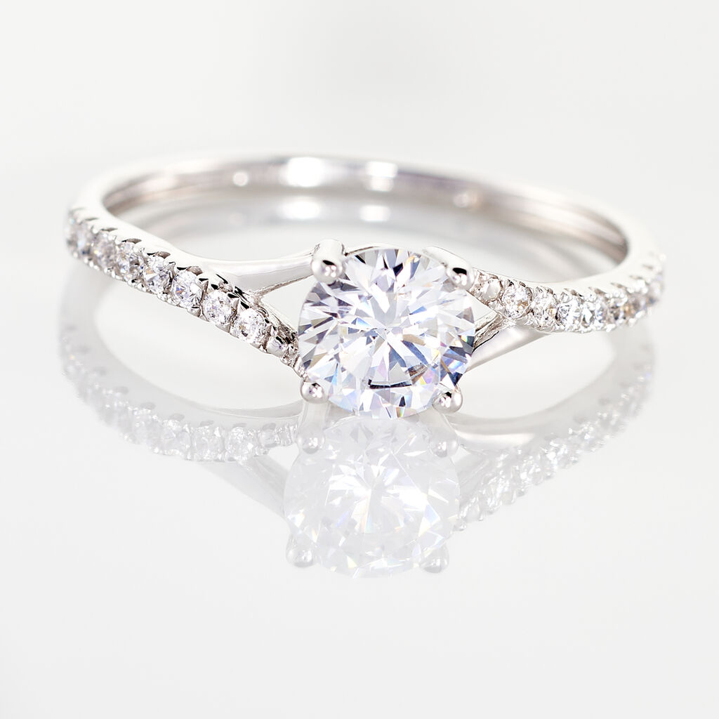 Bague Evita Or Blanc Oxyde De Zirconium - Bagues Solitaire Femme | Marc Orian