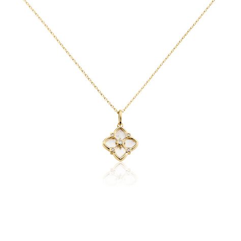 Collier Cassian Plaque Or Doré Nacre Oxyde De Zirconium - Colliers avec pierres Femme | Marc Orian