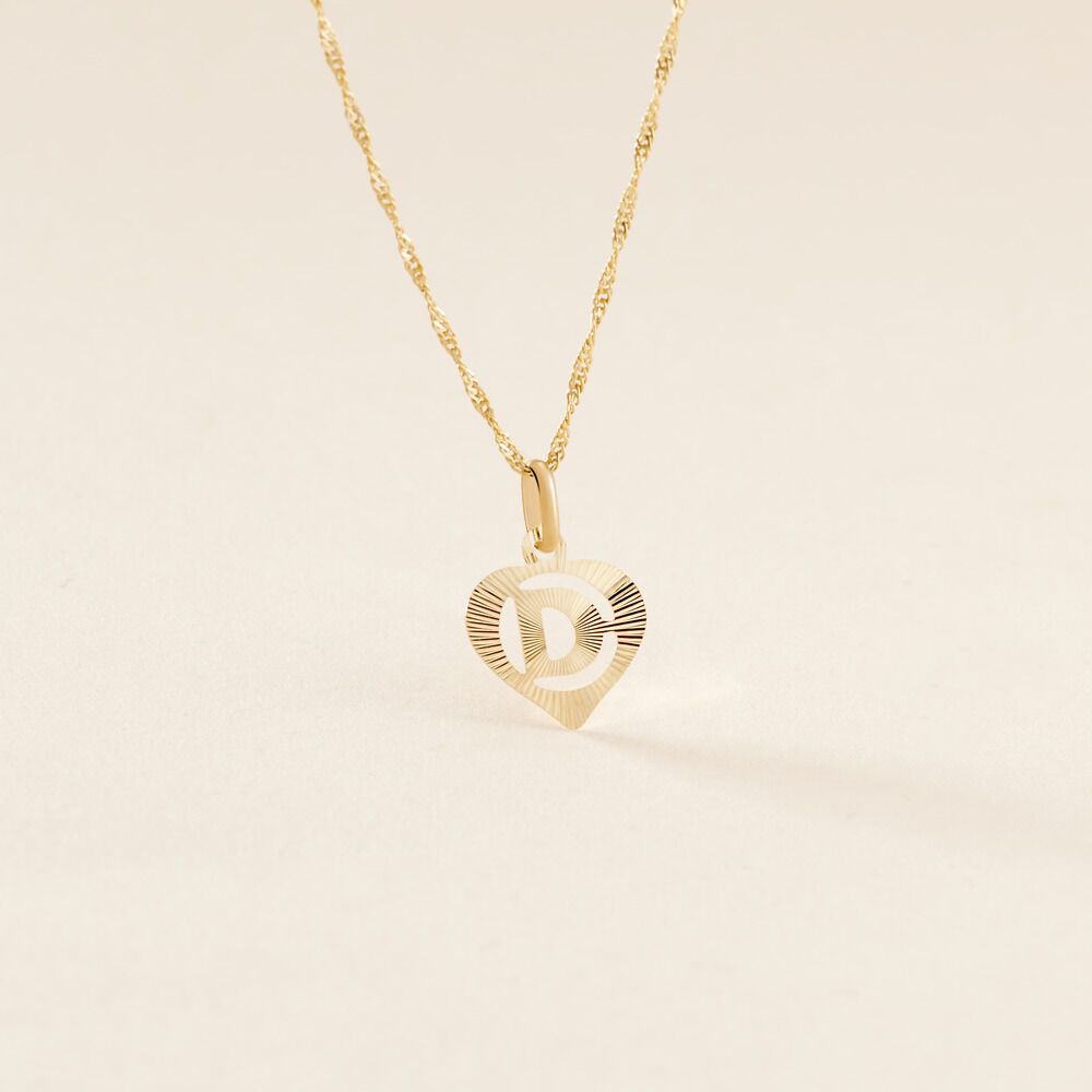 Pendentif Eudocie Coeur Lettre Or Jaune - Pendentifs Famille | Marc Orian