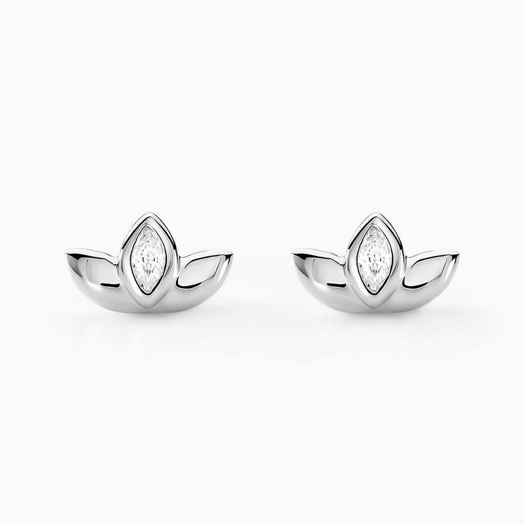 Boucles D'oreilles Puces Malva Argent Blanc Oxyde De Zirconium - Puces Femme | Marc Orian