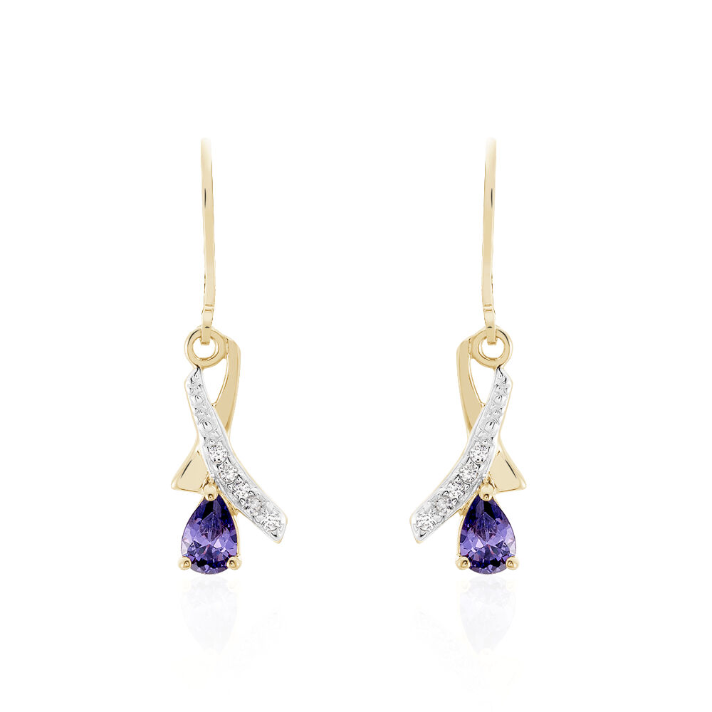 Boucles D'oreilles Pendantes Dyanah Plaque Or Jaune Oxyde De Zirconium - Pendantes Femme | Marc Orian