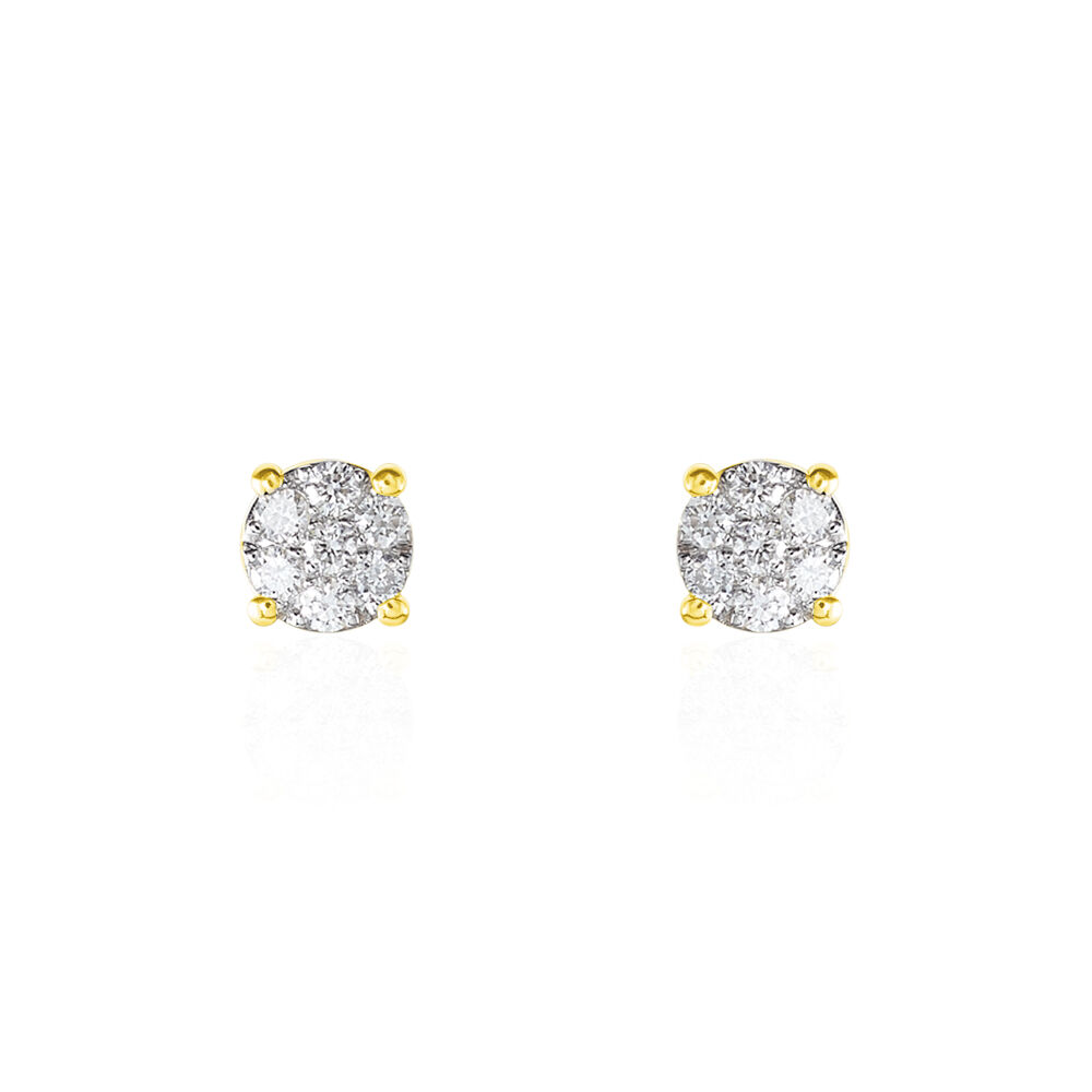 Boucles D'oreilles Puces Charlene Or Jaune Diamant Synthetique - Puces Femme | Marc Orian