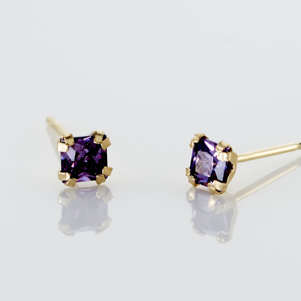 Boucles D'oreilles Puces Doreen Carre Or Jaune Oxyde De Zirconium - Puces Femme | Marc Orian