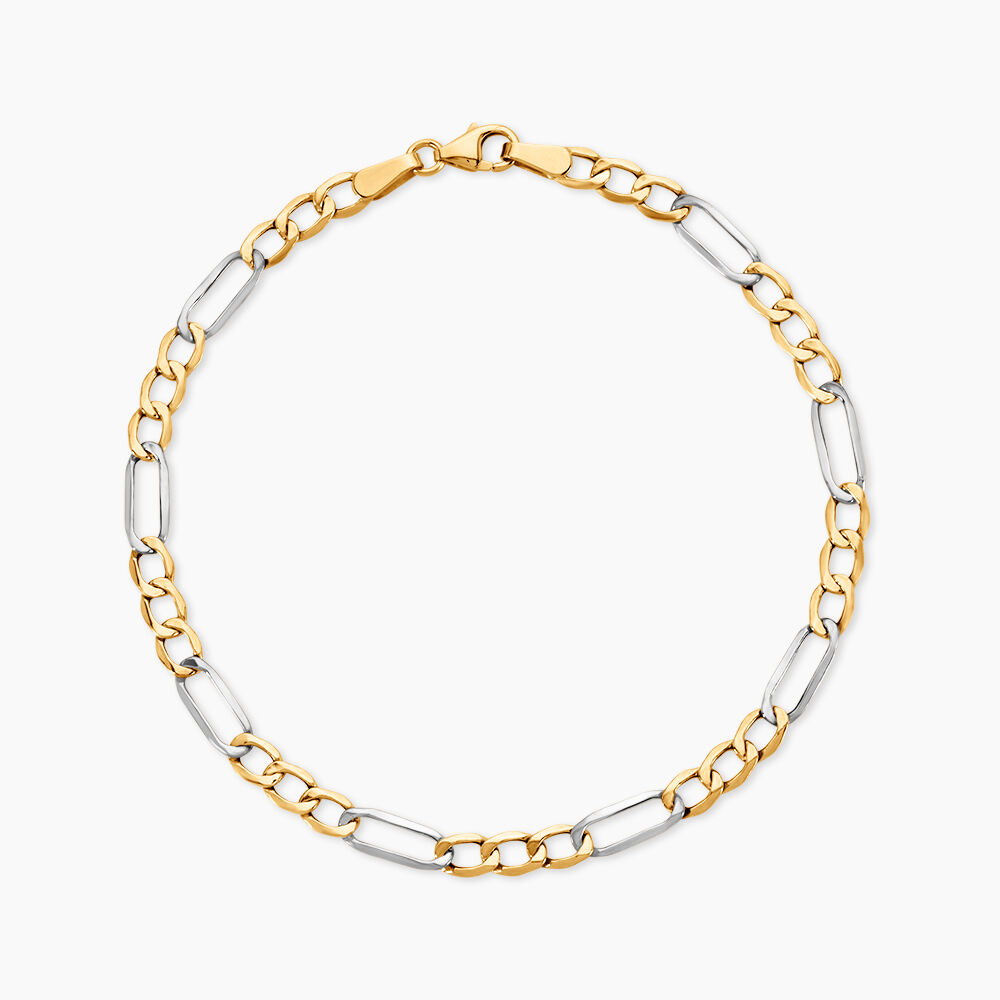 Bracelet Or Bicolore Maille Altern&eacute;e 1/3 - Bracelets mailles Femme | Marc Orian