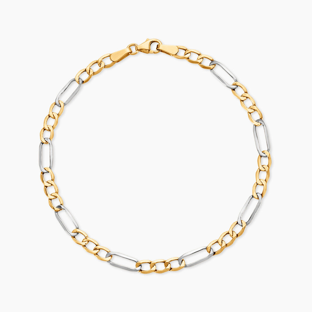 Bracelet Or Bicolore Maille Altern&eacute;e 1/3 - Bracelets mailles Femme | Marc Orian