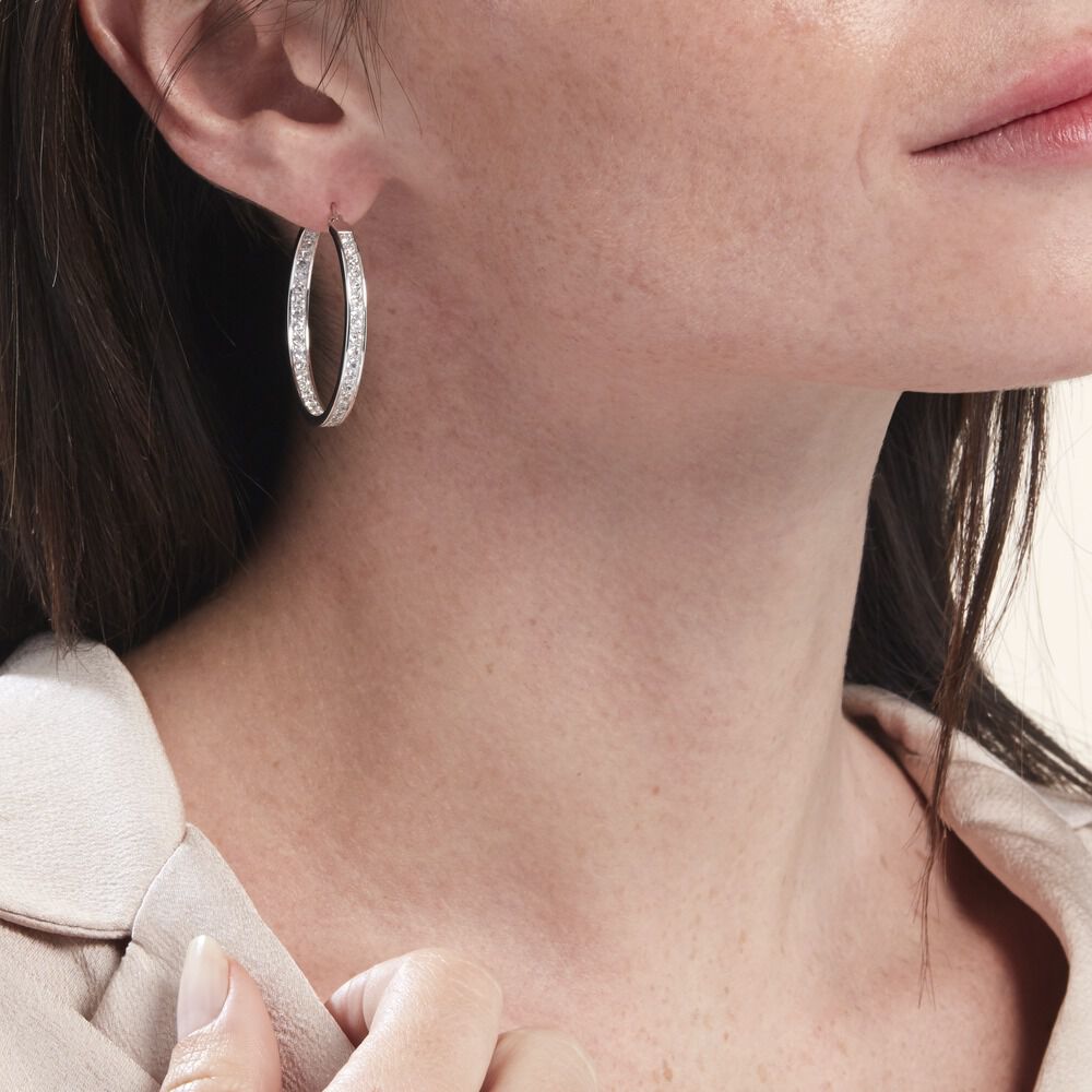 Créoles Classique Argent Blanc Django Oxyde De Zirconium - Créoles Femme | Marc Orian