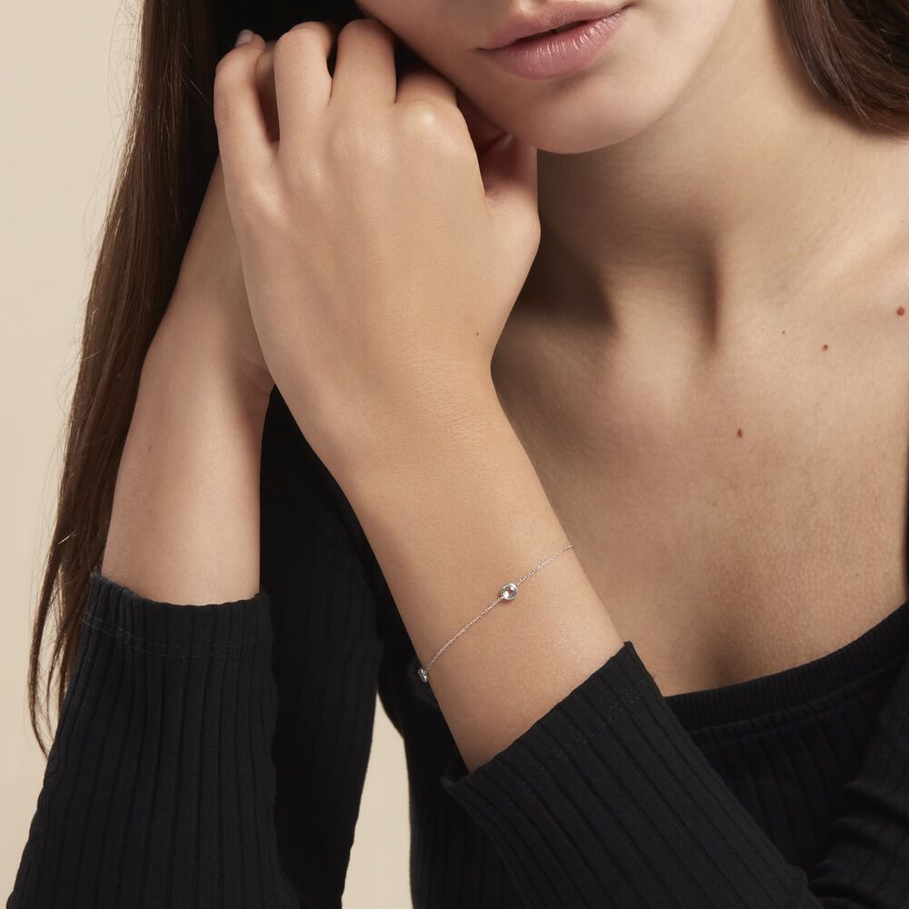 Bracelet Dennis Or Blanc Topaze - Bracelets chaînes Femme | Marc Orian