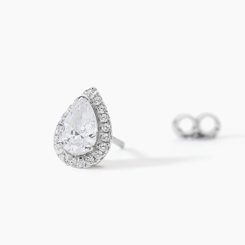 Boucles D'oreilles Puces Sylla Argent Blanc Oxyde De Zirconium - Puces Femme | Marc Orian
