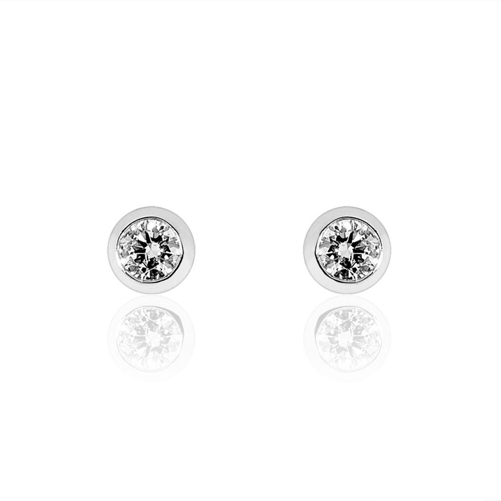 Boucles D'oreilles Puces Ofelia Or Blanc Diamant - Boucles d'oreilles mariage Femme | Marc Orian