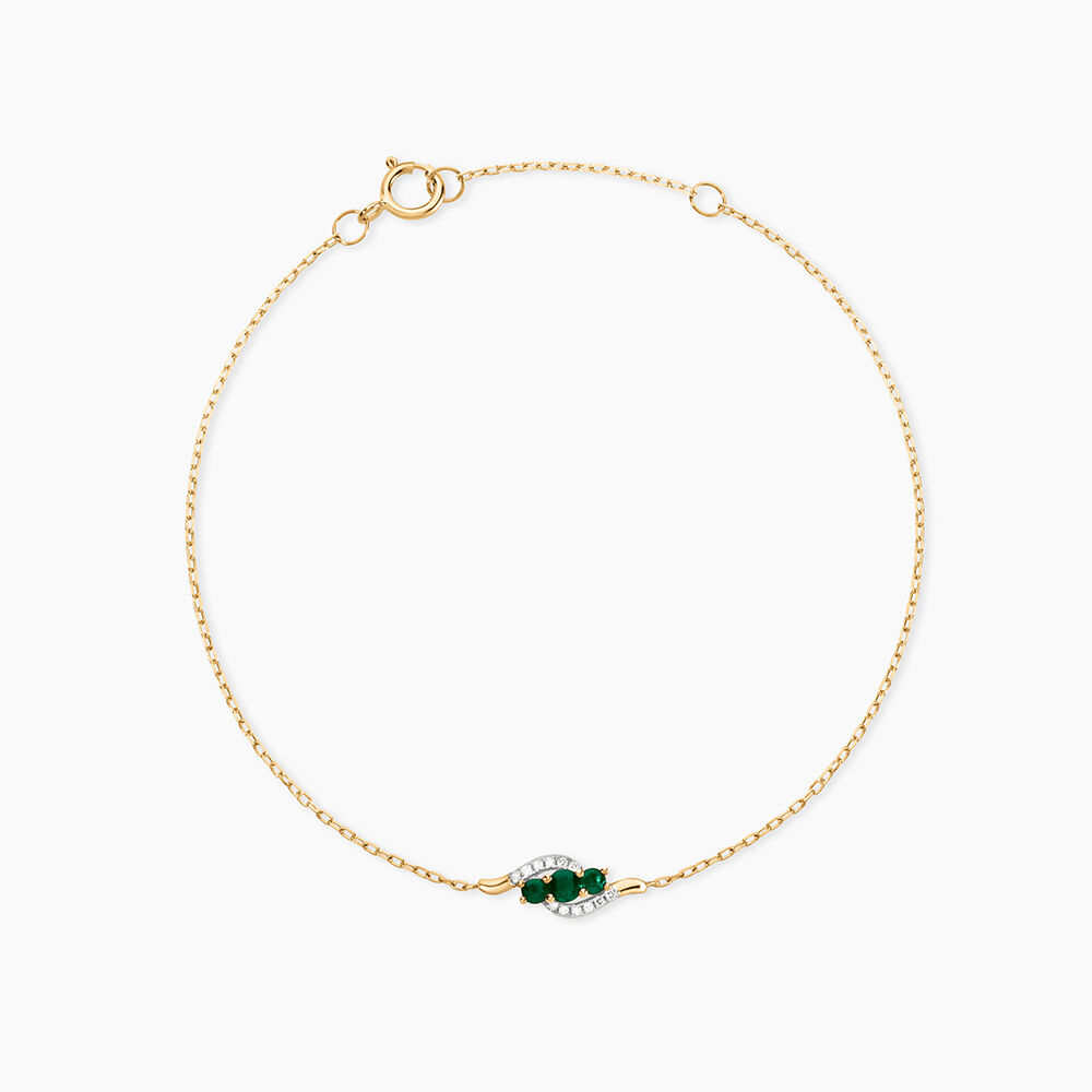 Bracelet Trinitie Or Jaune Emeraude Diamant - Bracelets cha&icirc;nes Femme | Marc Orian