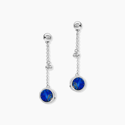 Boucles D'oreilles Pendantes Franzine Argent Blanc Lapis Lazulis - Boucles d'oreilles pampille Femme | Marc Orian