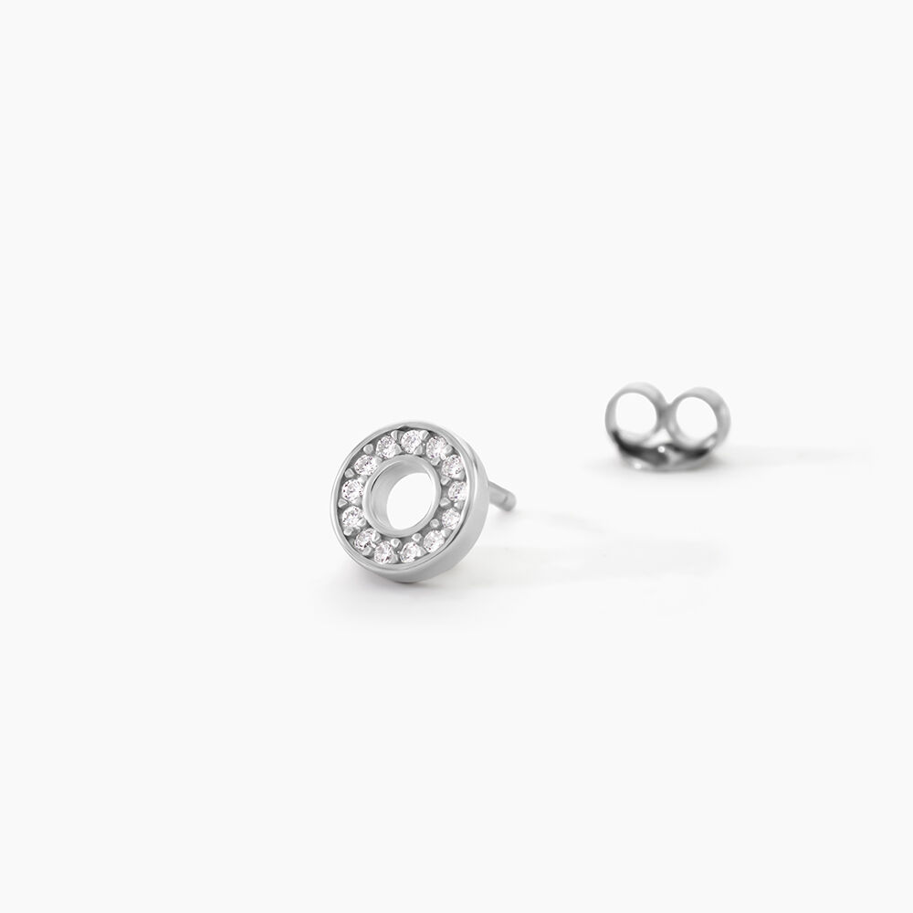 Boucles D'oreilles Puces Argent Blanc Eujen Oxydes De Zirconium - Puces Femme | Marc Orian